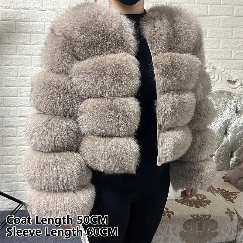 2023 Natural Real Fox Fur Coat Women Winter Long Sleeve Luxury Raccoon Fur Jackets Thick Top Female Furry Coat Vest