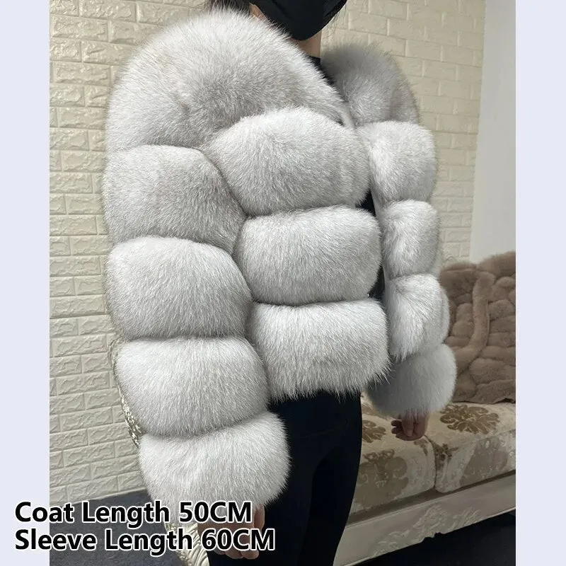 2023 Natural Real Fox Fur Coat Women Winter Long Sleeve Luxury Raccoon Fur Jackets Thick Top Female Furry Coat Vest