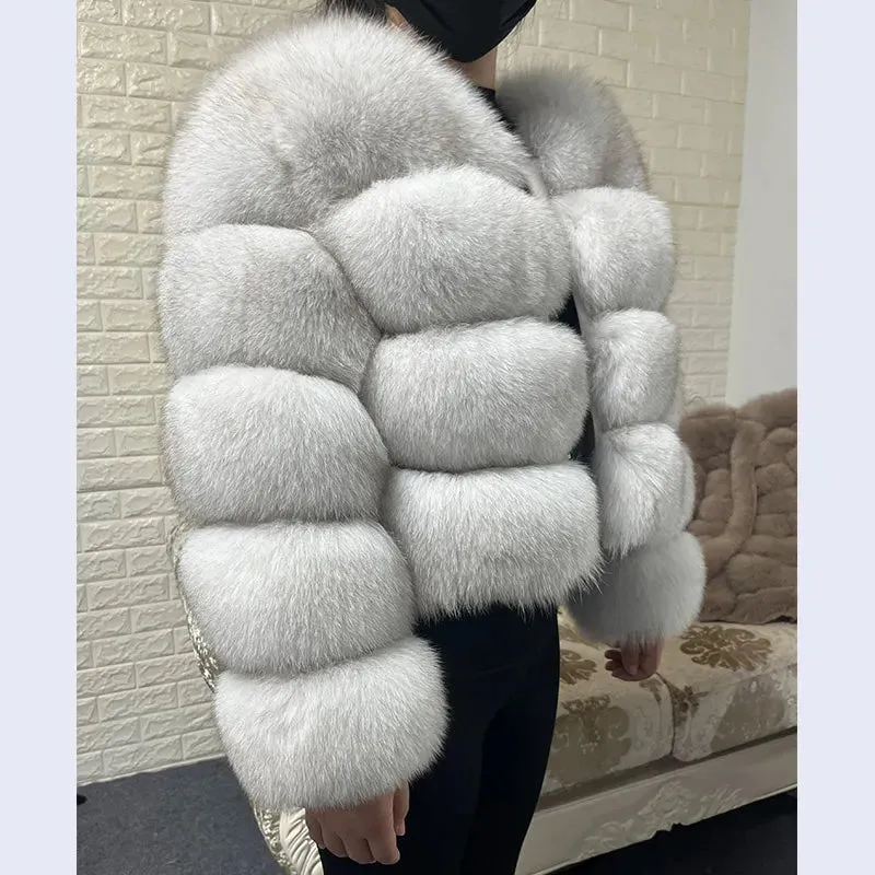 2023 Natural Real Fox Fur Coat Women Winter Long Sleeve Luxury Raccoon Fur Jackets Thick Top Female Furry Coat Vest