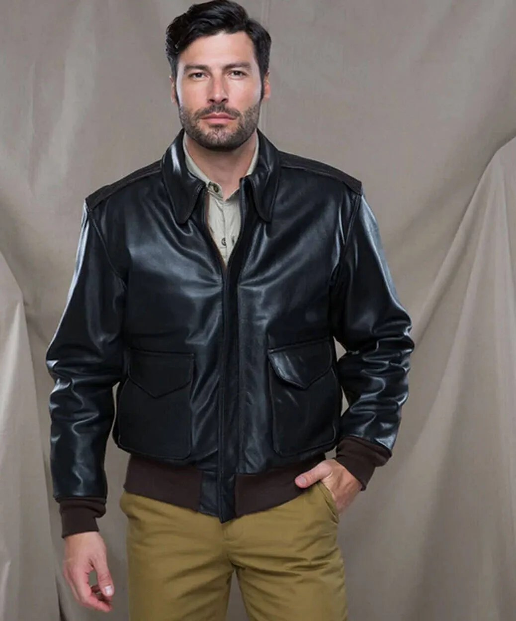 A2 pilot leather jacket for men black cockpit'usa \z 21v41\