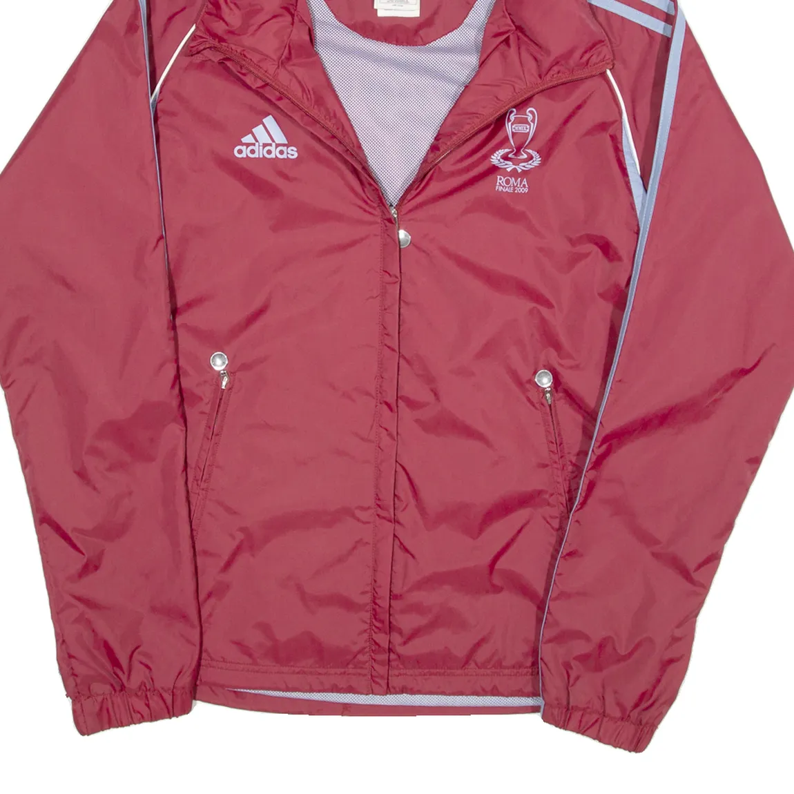 ADIDAS Mesh Lined Roma Finale 2009 Womens Track Jacket Maroon Hooded UK 10