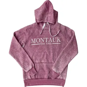 Adult Montauk The End Screen Printed Pullover Hoodie in Denim Plum