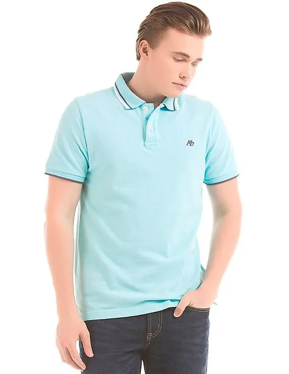 Aeropostale Aqua Contrast-Tipped Polo Shirt