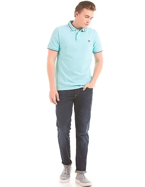 Aeropostale Aqua Contrast-Tipped Polo Shirt