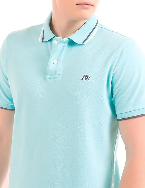 Aeropostale Aqua Contrast-Tipped Polo Shirt