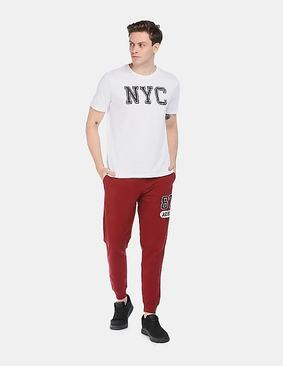 Aeropostale Men Red Drawstring Waist Brand Appliqued Joggers