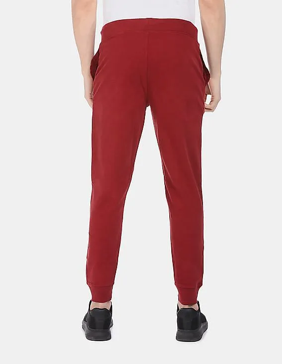 Aeropostale Men Red Drawstring Waist Brand Appliqued Joggers