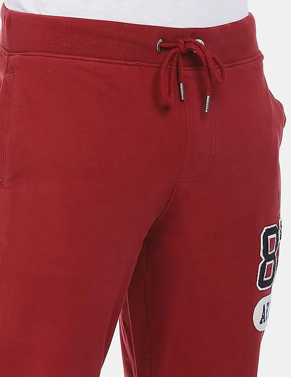 Aeropostale Men Red Drawstring Waist Brand Appliqued Joggers