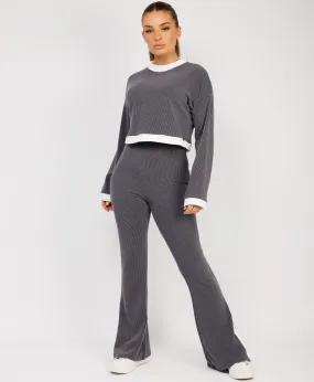 Airforce Contrast Stripe Jumper & Split Detail Trousers Loungewear Set