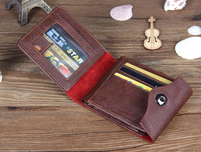 and exquisite Mens Leather Bifold ID Cards Holder Coin Pocket Bag Slim Purse