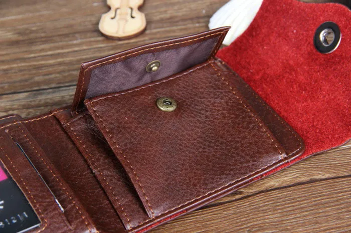 and exquisite Mens Leather Bifold ID Cards Holder Coin Pocket Bag Slim Purse