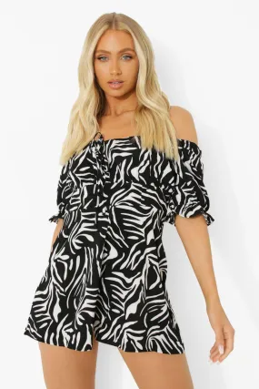 Animal Ruched Bust Flippy Short Romper