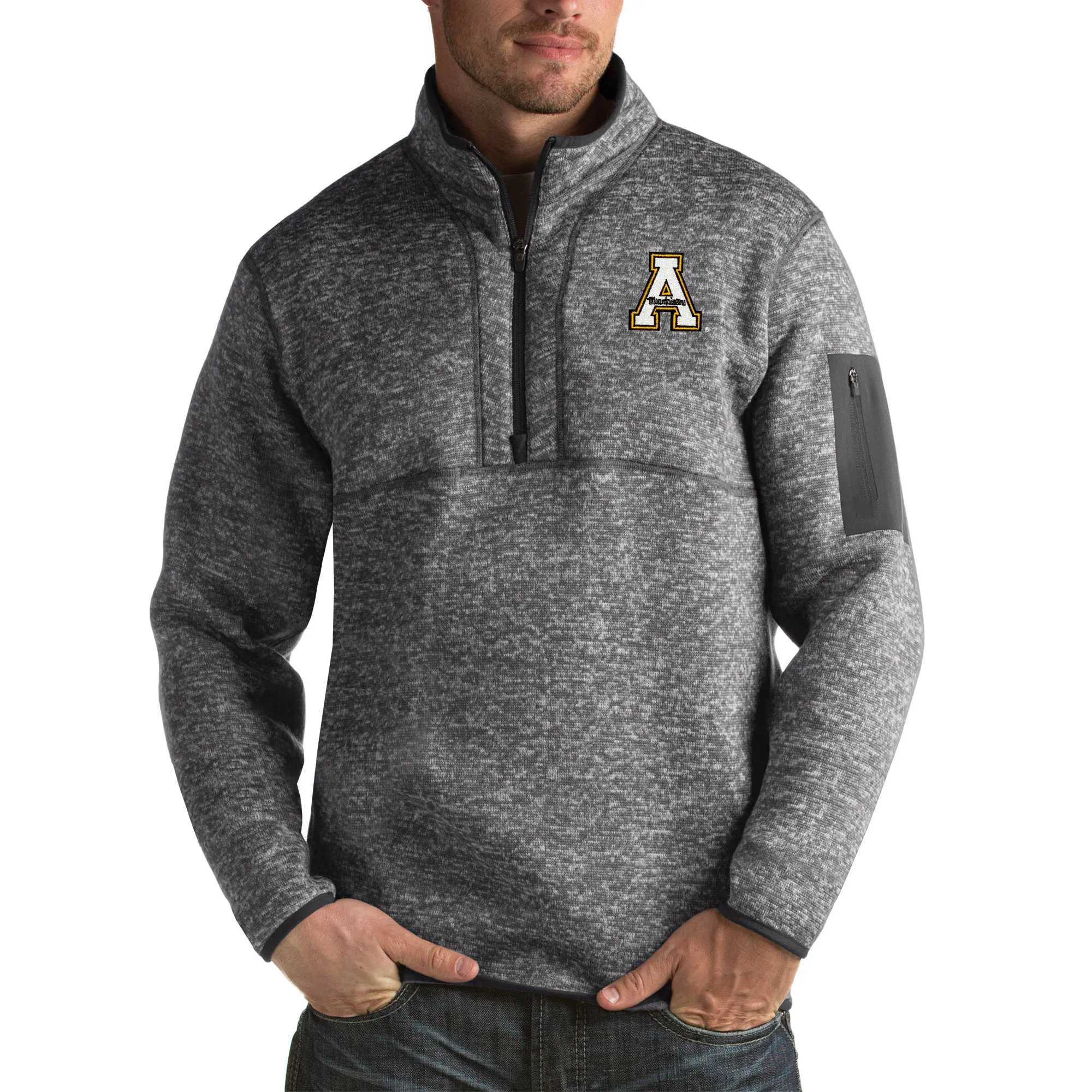 Antigua Appalachian State Mountaineers Charcoal Fortune Big & Tall Quarter-Zip Pullover Jacket