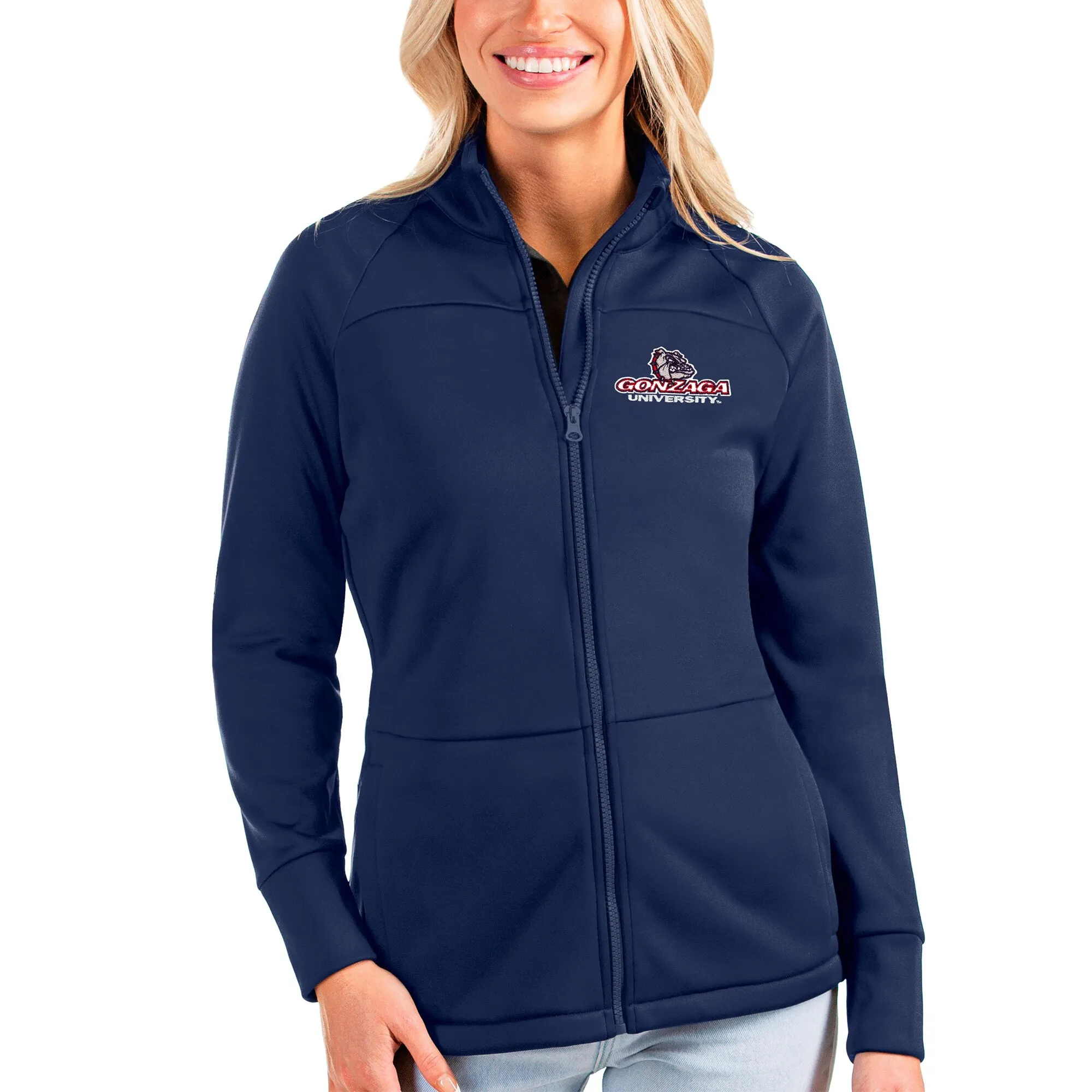 Antigua Gonzaga Bulldogs Women's Navy Links Full-Zip Raglan Golf Jacket