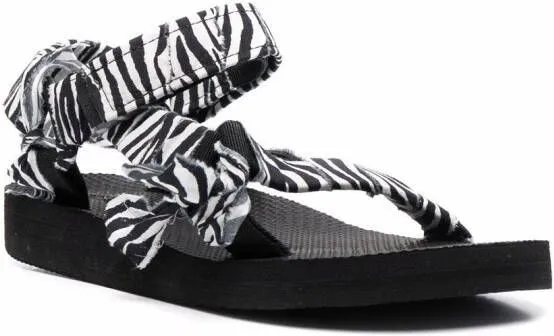 Arizona Love Trekky zebra-print gauze sandals Black