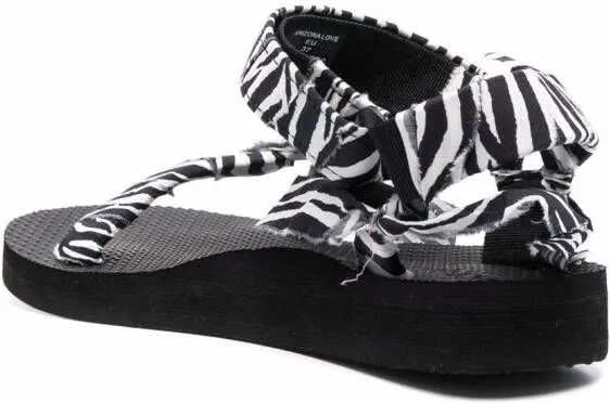 Arizona Love Trekky zebra-print gauze sandals Black