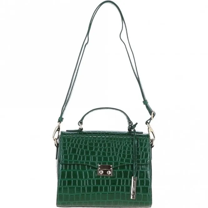 Ashwood Leather Crocodile Print Shoulder Bag Green: C-55