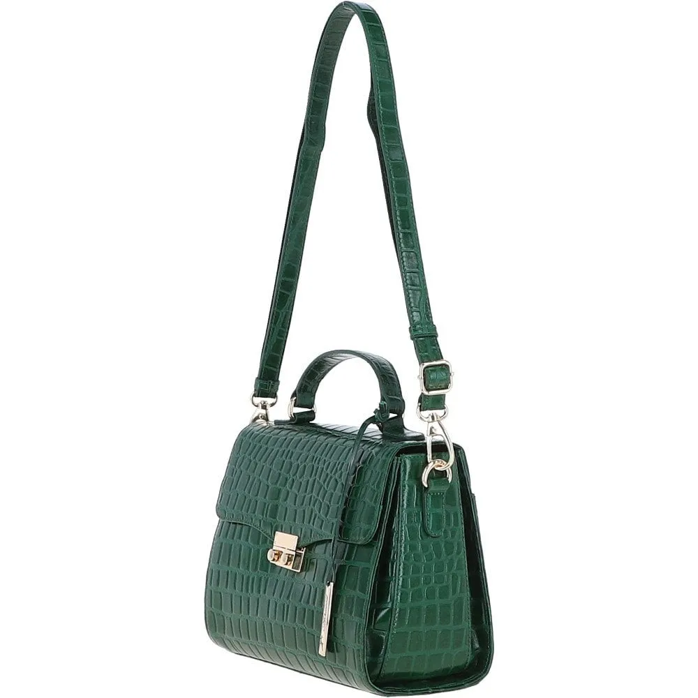 Ashwood Leather Crocodile Print Shoulder Bag Green: C-55