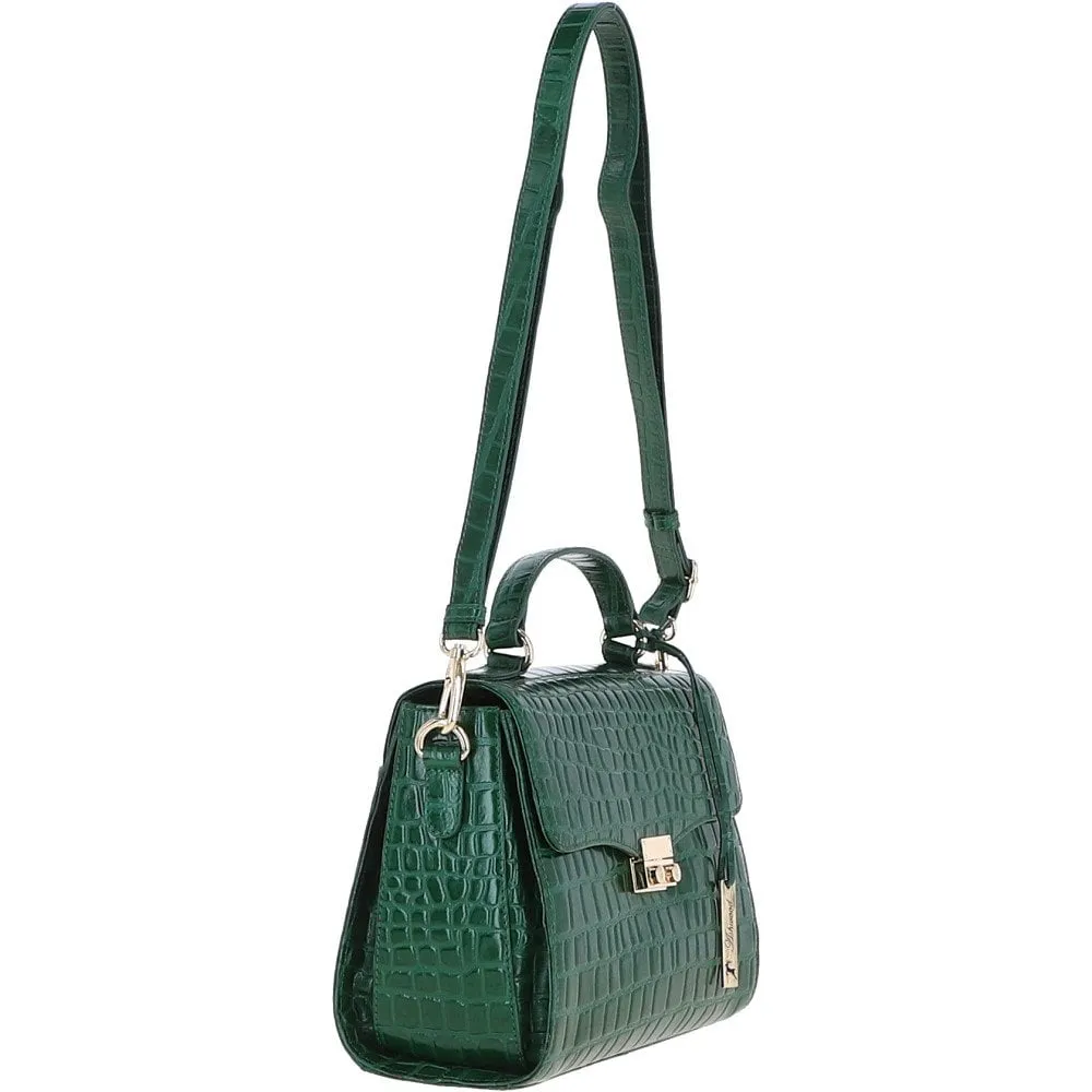 Ashwood Leather Crocodile Print Shoulder Bag Green: C-55