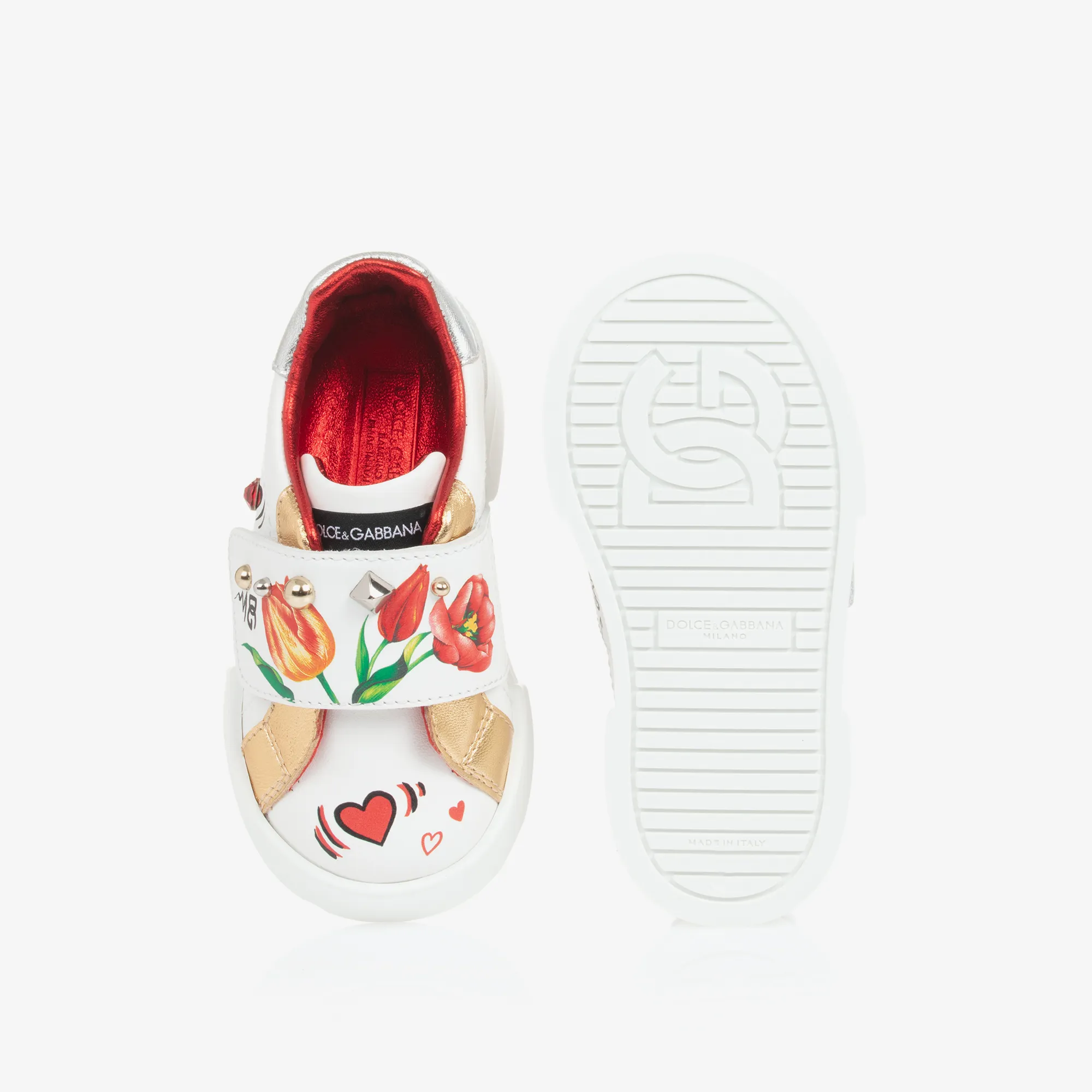 Baby Girls White Leather Tulip DG Trainers