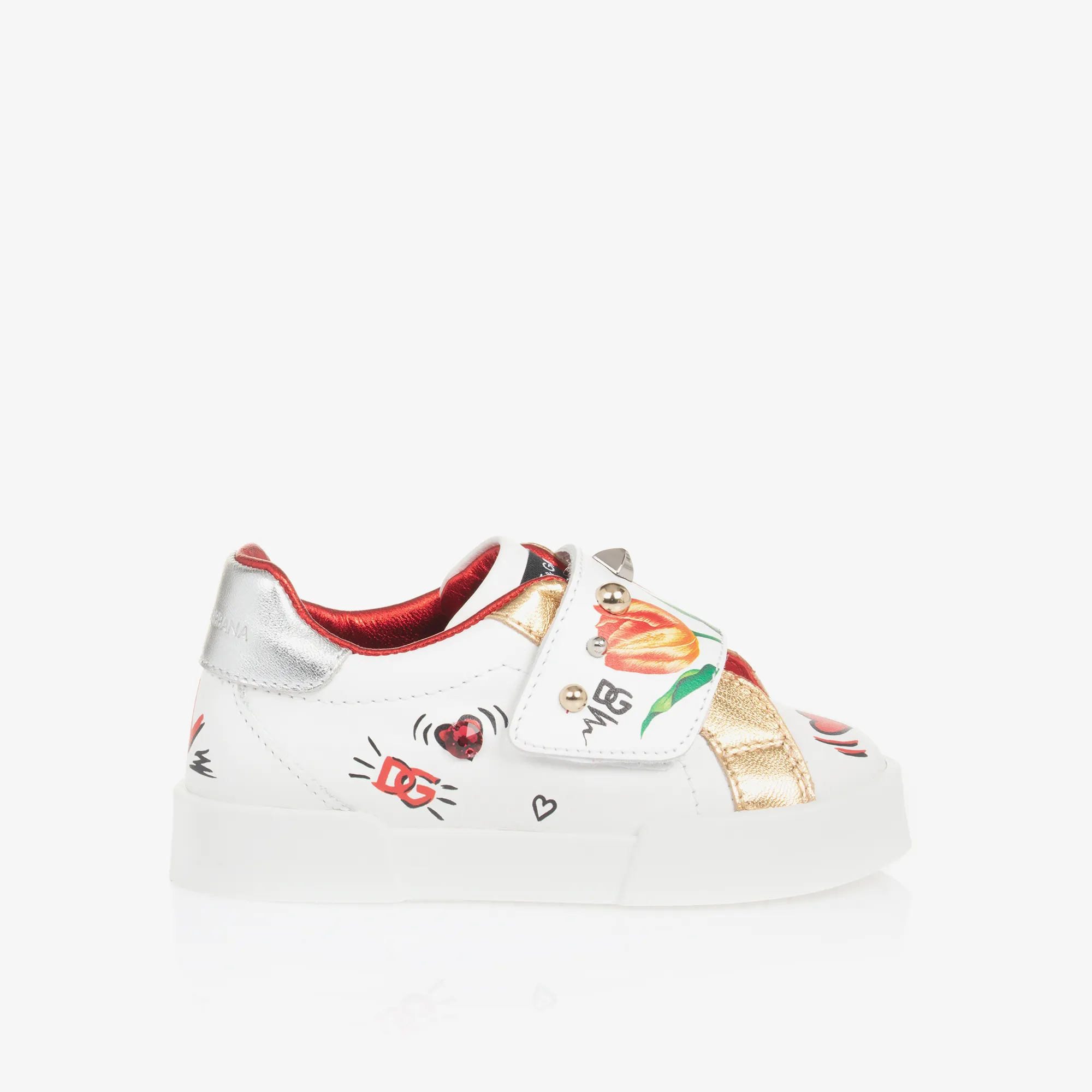 Baby Girls White Leather Tulip DG Trainers