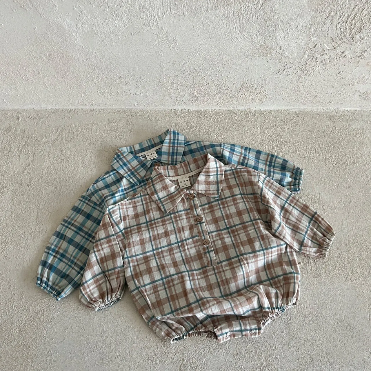 Baby Lala Spring Flannel Shirt Romper (0-24m) - Beige