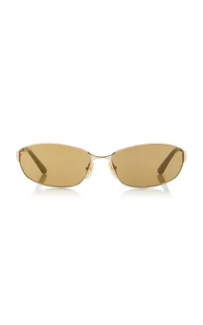 Balenciaga Rectangular-Frame Metal Sunglasses