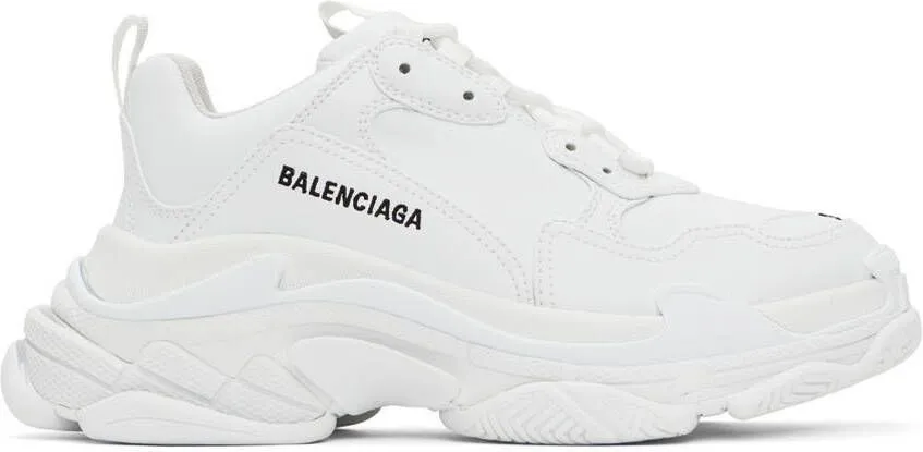 Balenciaga White Triple S Low-Top Sneakers