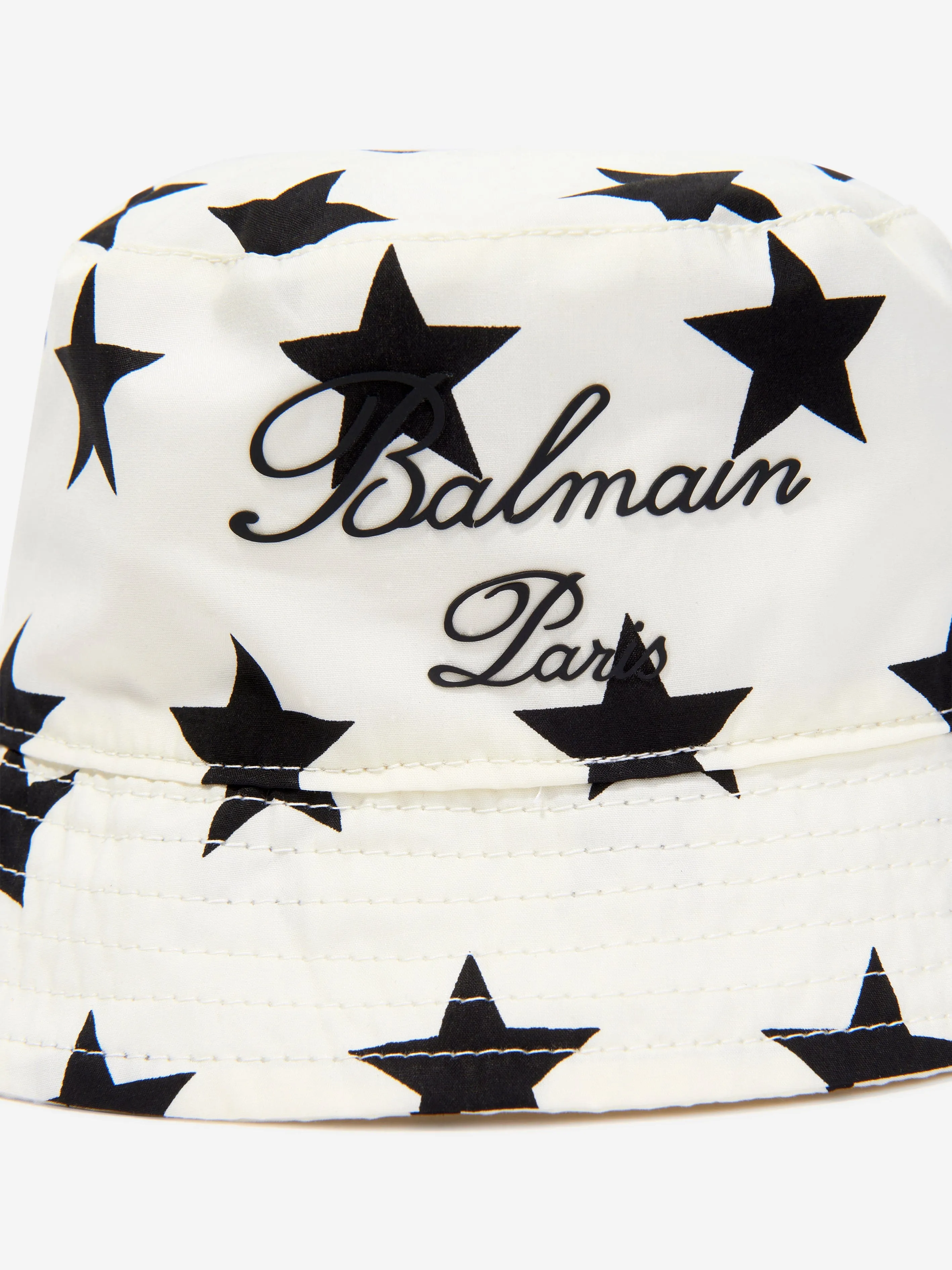 Balmain Baby Star Bucket Hat in Ivory