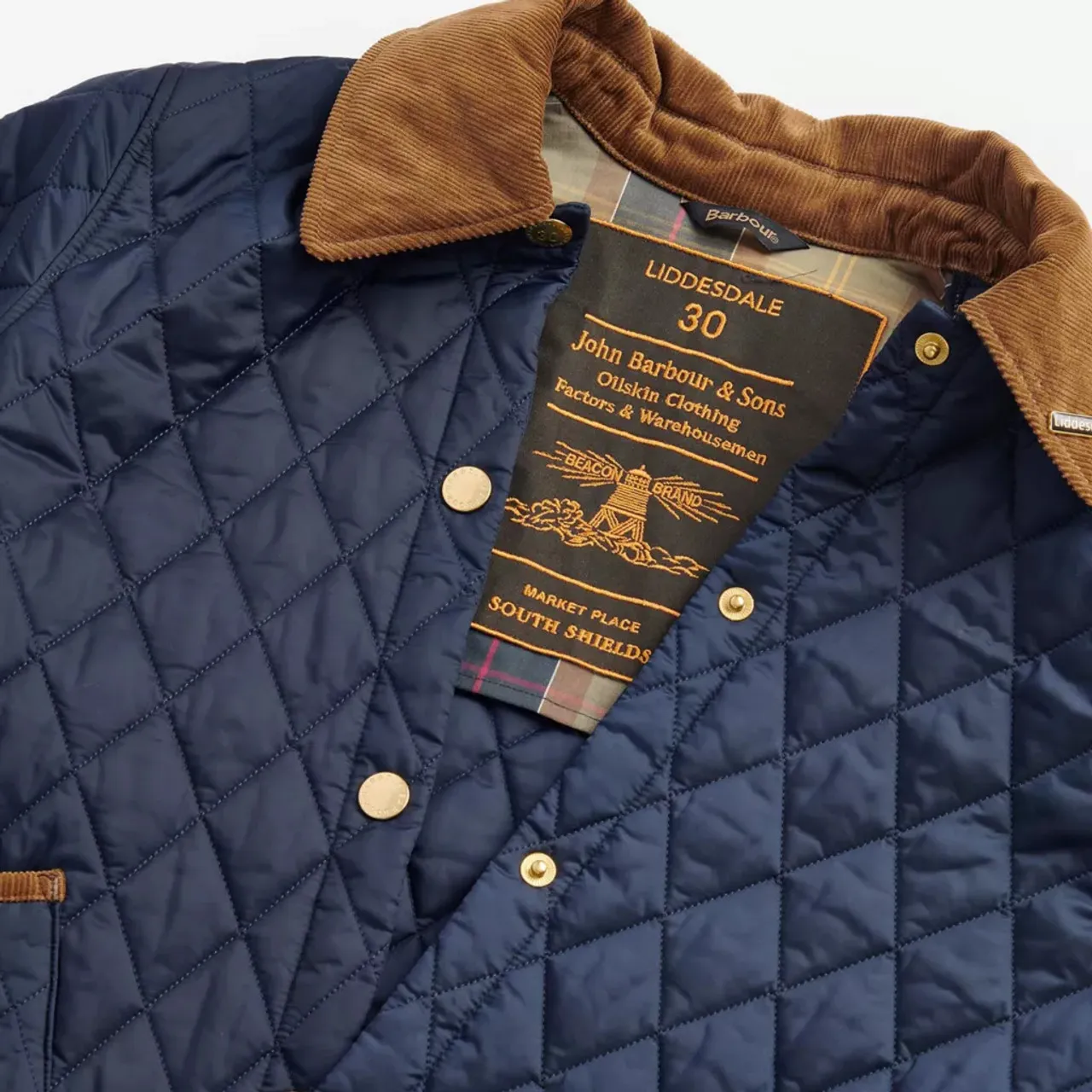 Barbour 30th Anniversary Cropped Liddesdale Quilted Jacket: Navy/Classic