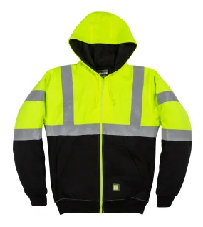 Berne Mens Yellow Fleece Hi-Vis Class 3 Hoodie 3XL TALL