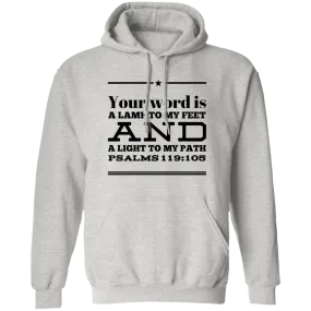 Bible Verse Men G185 Pullover Hoodie 8 oz. - Your Word Is Light To My Path ~Psalm 119:105~ Design 10