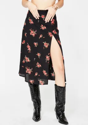 Black Floral Saika Skirt-