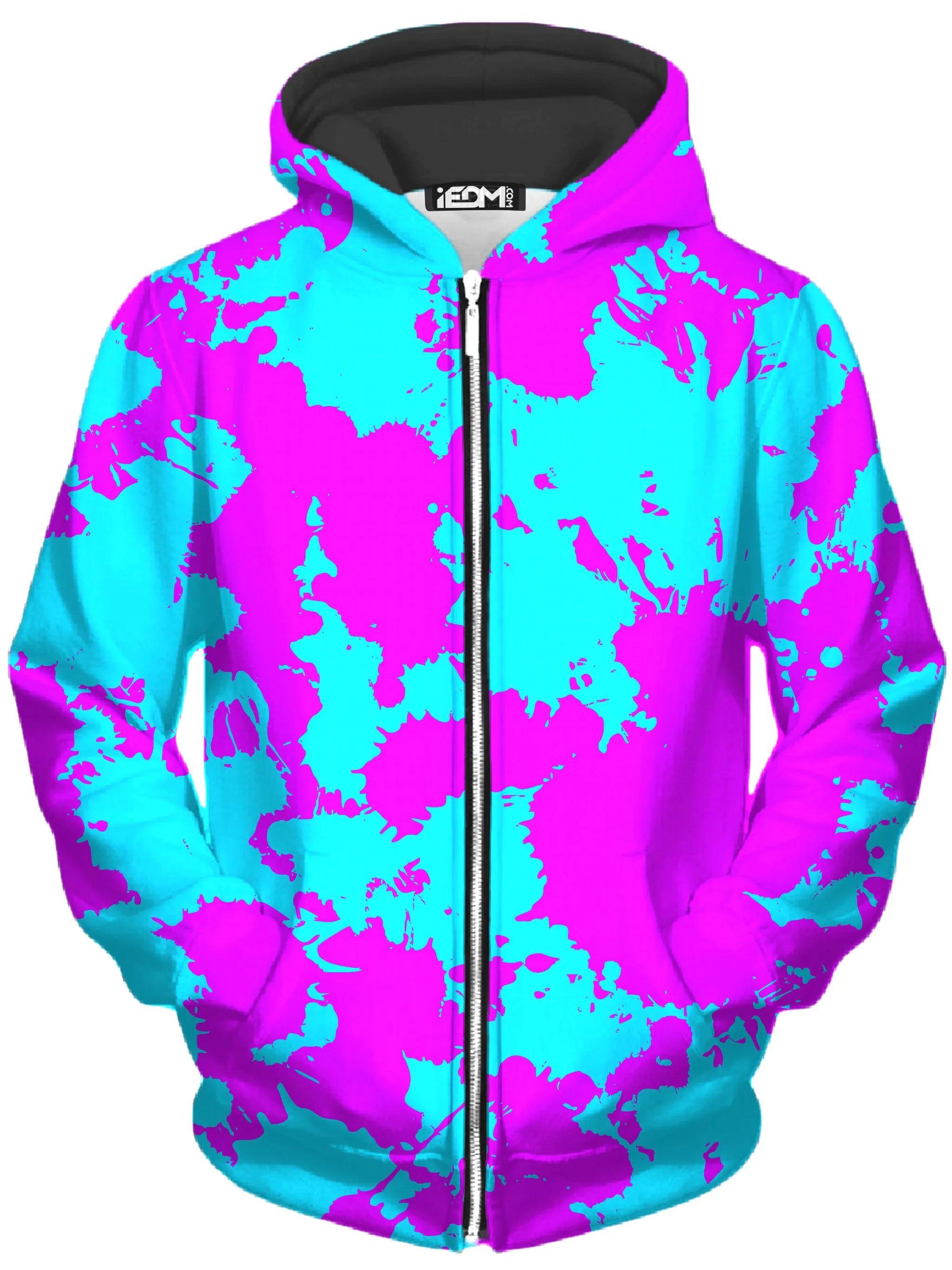 Blue and Purple Paint Splatter Zip-Up Hoodie and Joggers Combo