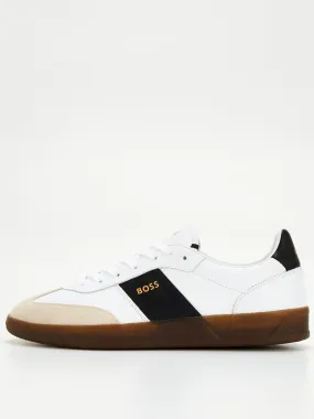 BOSS Brandon Leather and Suede Trainers - White