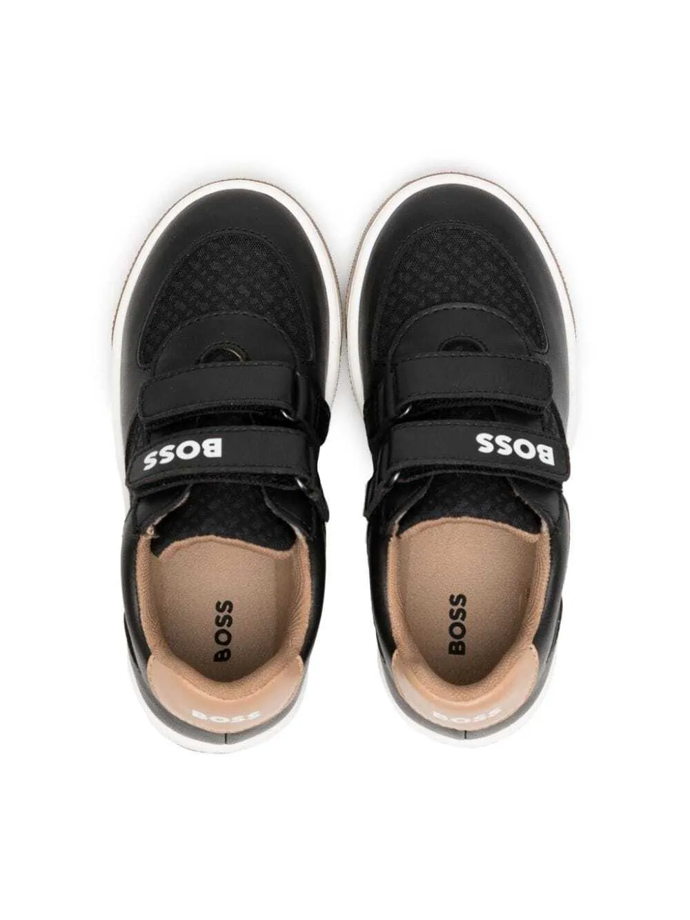 BOSS Kidswear monogram-pattern touch-strap sneakers - Black