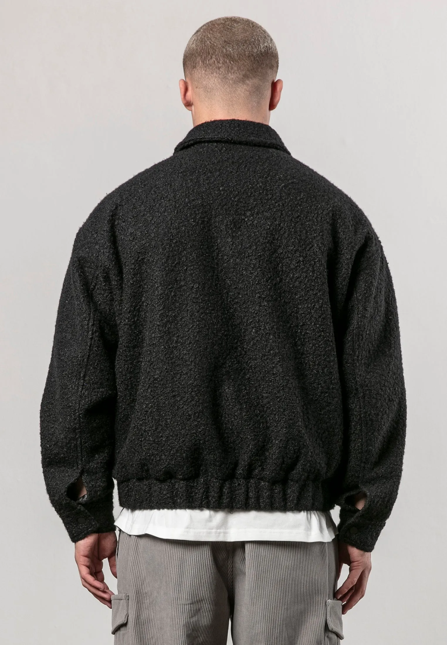 BOUCLE BOMBER BLACK