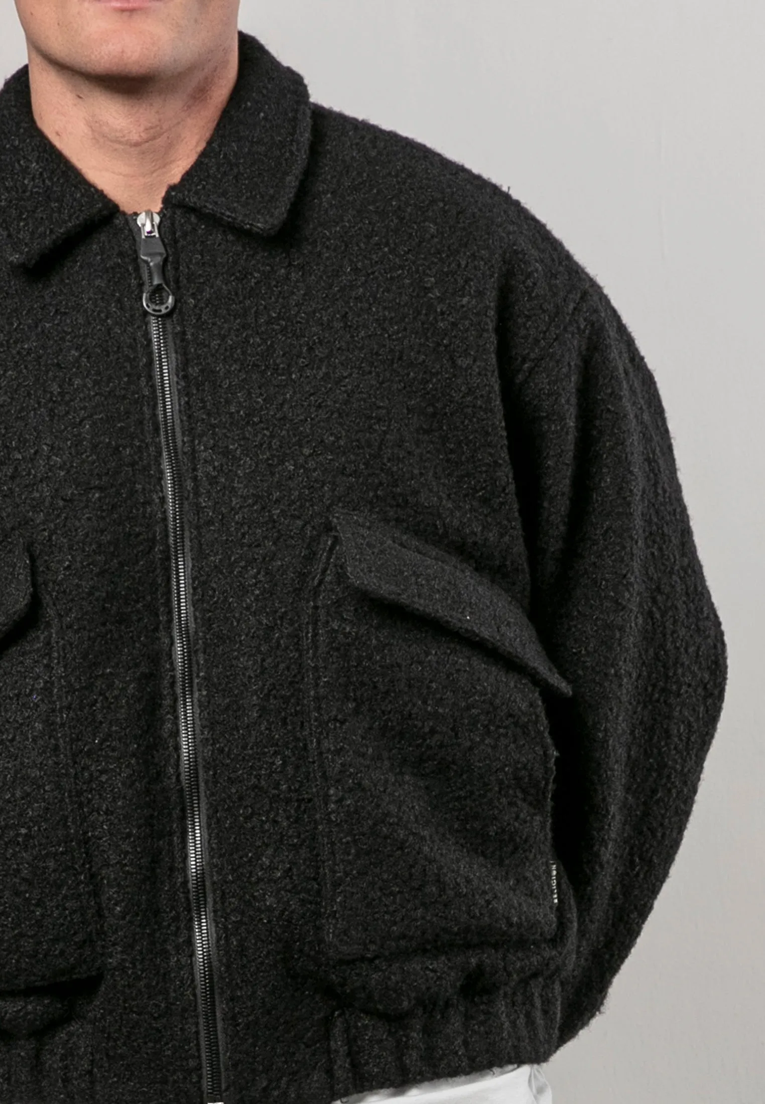 BOUCLE BOMBER BLACK