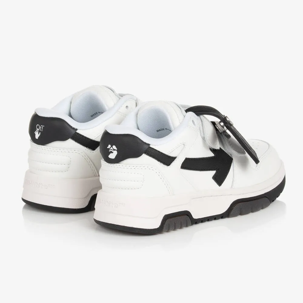 Boys White Leather Zip-Tie Trainers