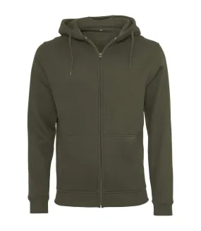 Build Your Brand Mens Heavy Zip Up Hoodie (Olive) - UTRW5680