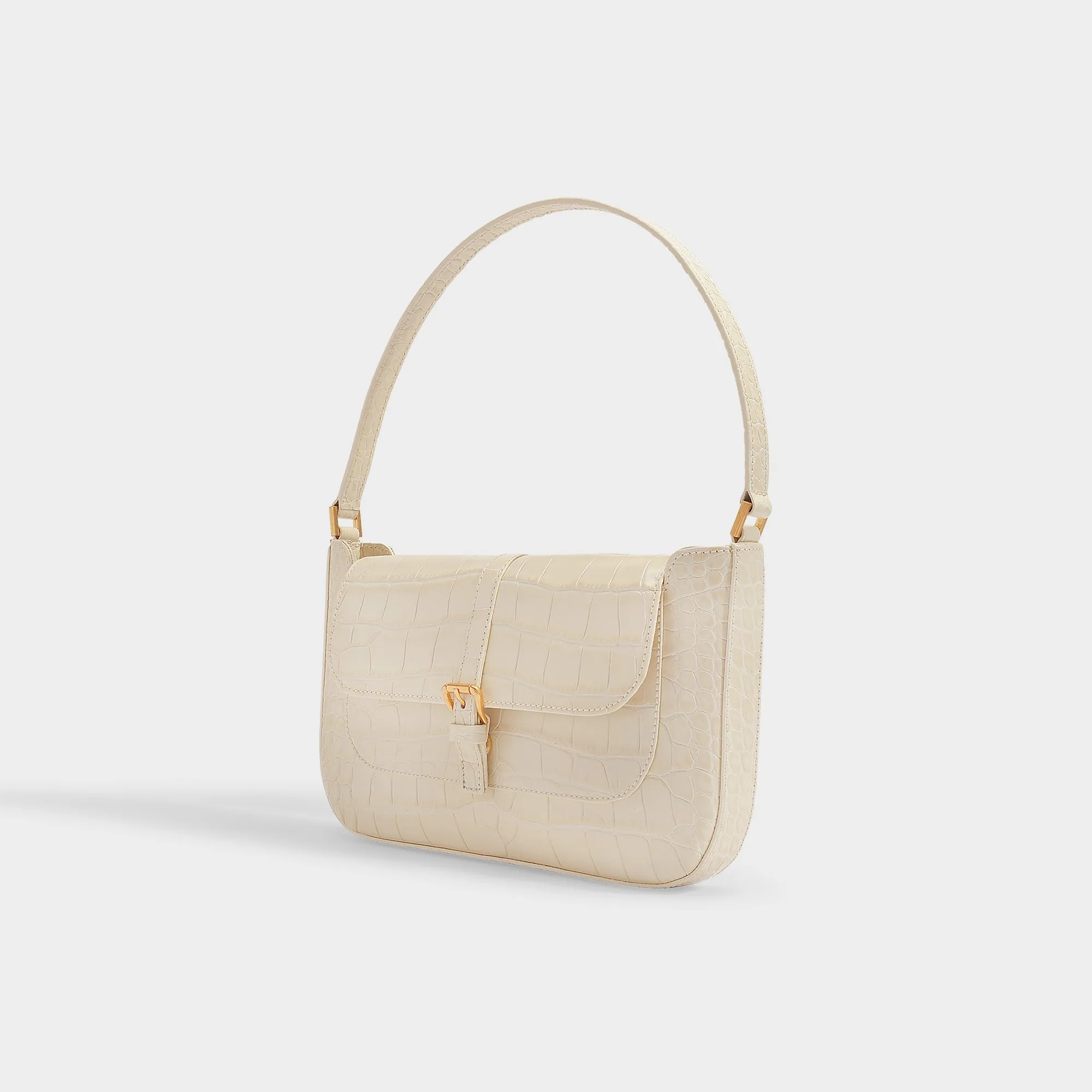 By Far  Miranda Hobo Bag - By Far - Cream - Croc Embossed Leather