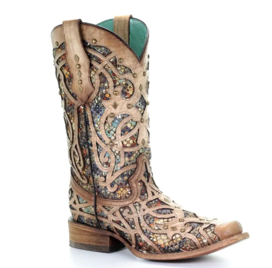 C3405 - Corral Women's Boot - Bone & Multicolor Inlay