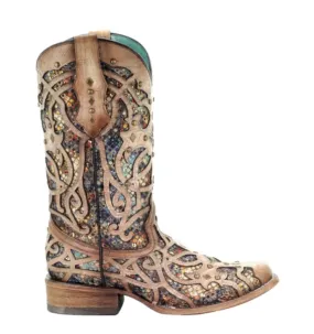 C3405 - Corral Women's Boot - Bone & Multicolor Inlay