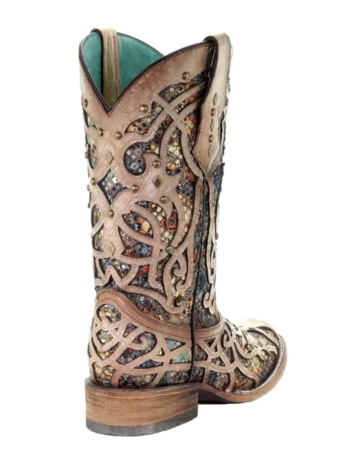 C3405 - Corral Women's Boot - Bone & Multicolor Inlay