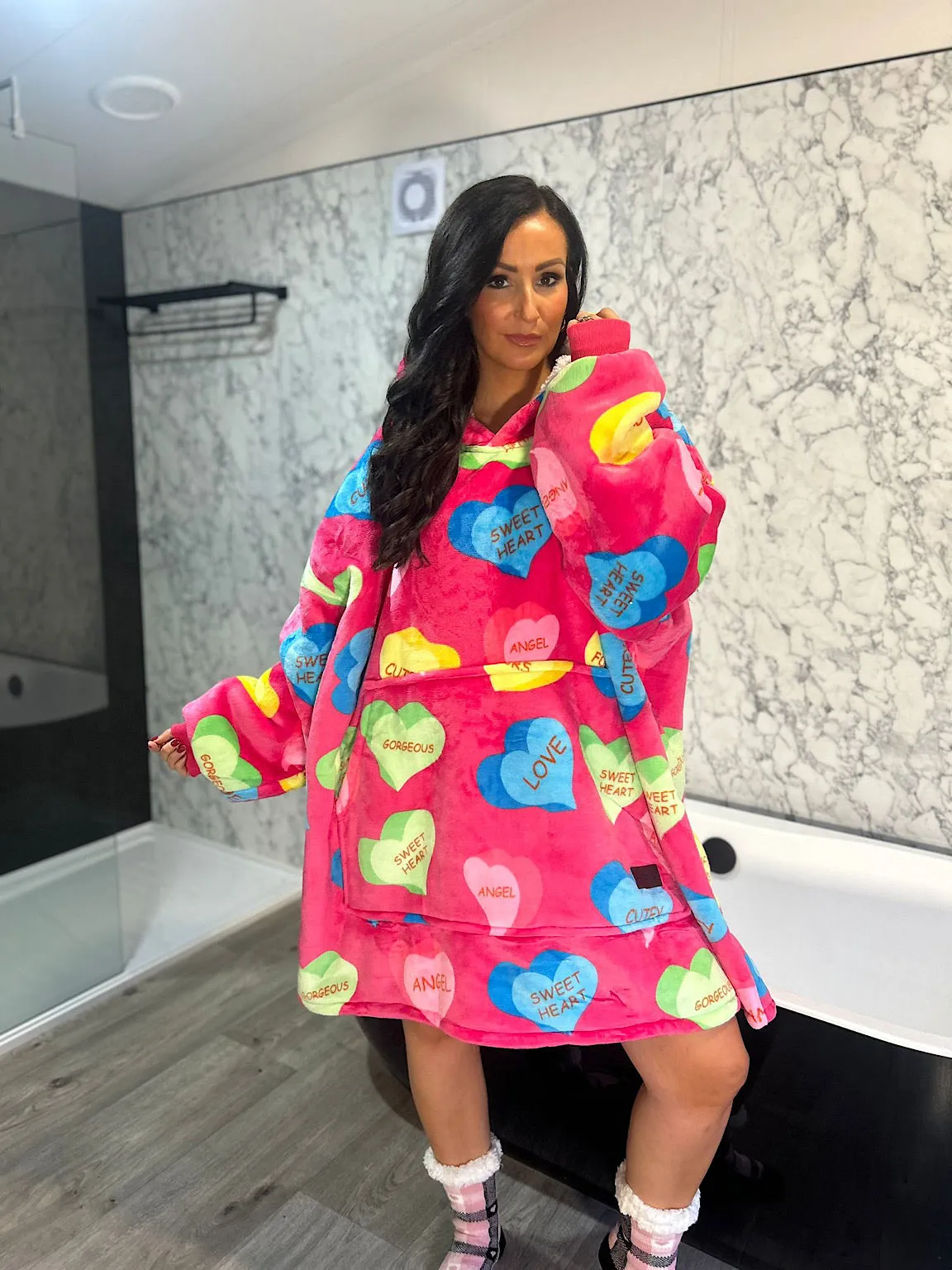 Candy Love Hearts Oversized Blanket Hoodie