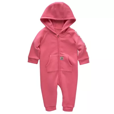 Carhartt Baby Girls' Fleece Zip-Front Long-Sleeve Hooded Coveralls