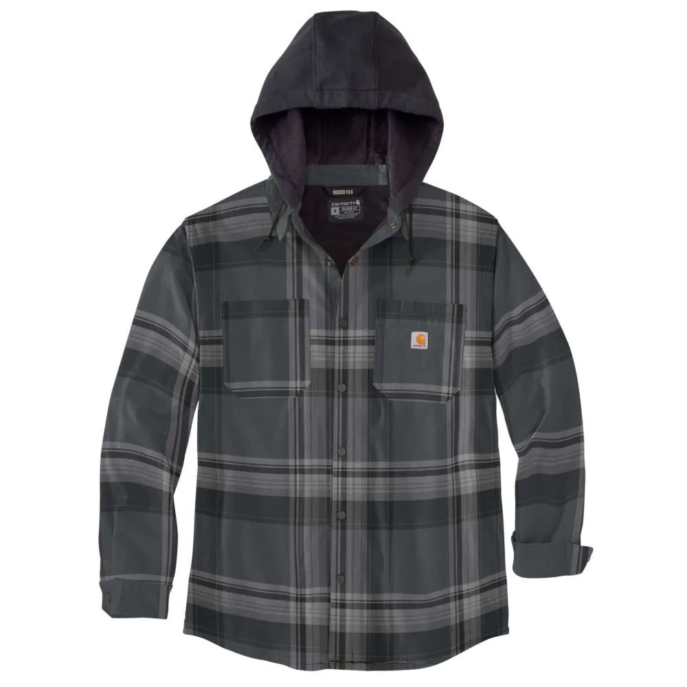 Carhartt Mens Flannel Sherpa Lined Hooded Shirt Jacket