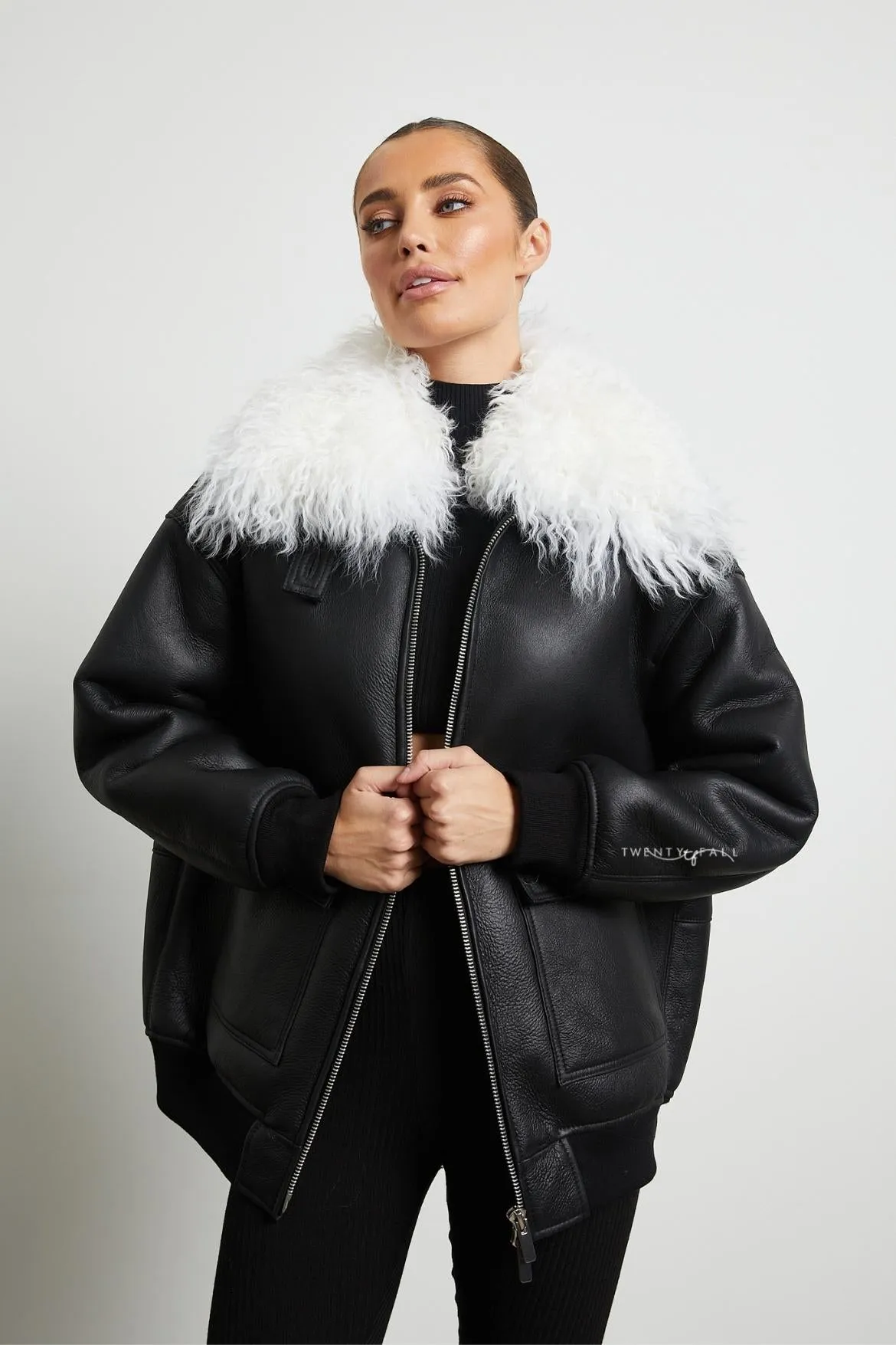 Celine Shearling Bomber with Mongolian Fur