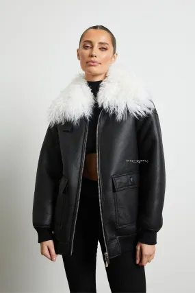 Celine Shearling Bomber with Mongolian Fur