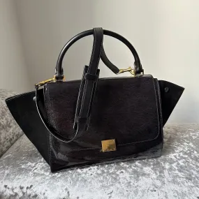 Celine Trapeze Black Patent Leather and Suede Bag